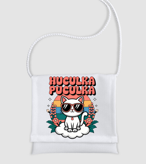 Huculka Puculka pisică 1 model alb pe tricou