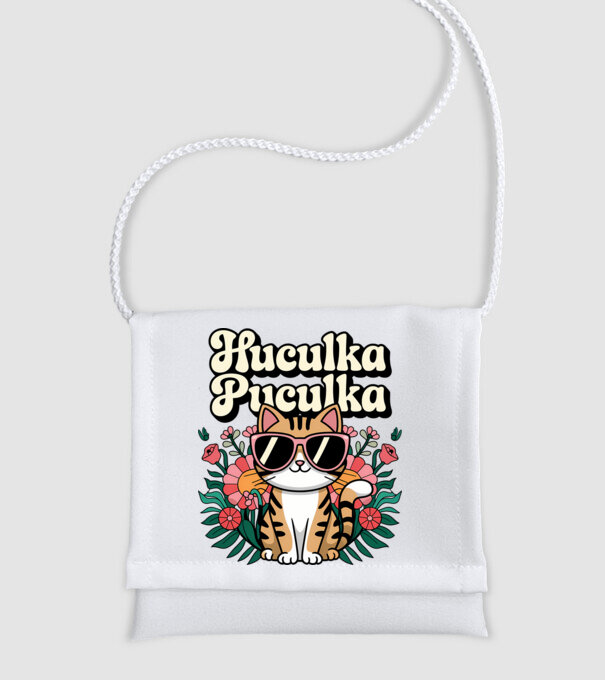Huculka Puculka pisică 3 model alb pe tricou