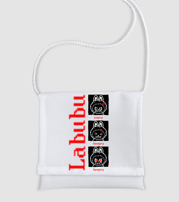 Labubu moods model alb pe tricou