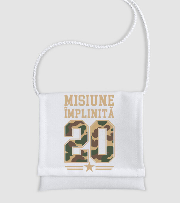 Misiune împlinită 20 model alb pe tricou
