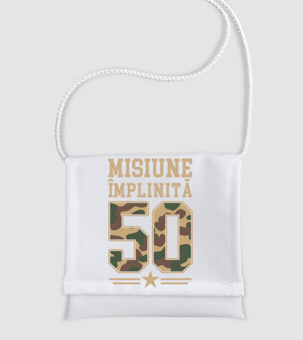 Misiune împlinită 50 model alb pe tricou