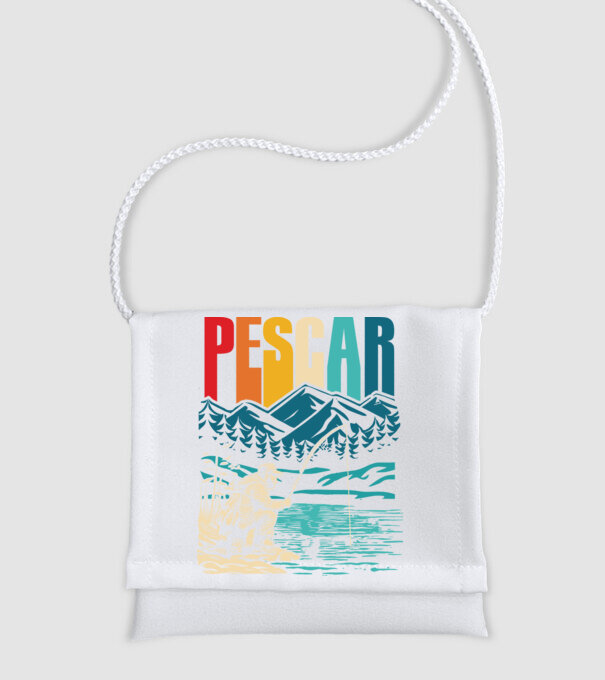Pescar retro model alb pe tricou