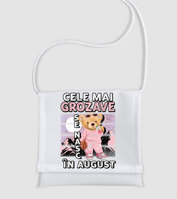 RETRO teddy fetişcană AUGUST model alb pe tricou