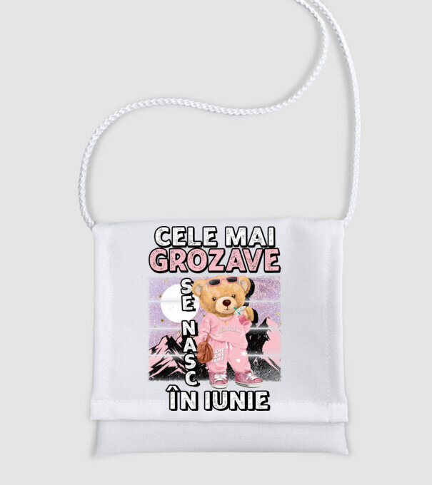 RETRO teddy fetişcană IUNIE model alb pe tricou