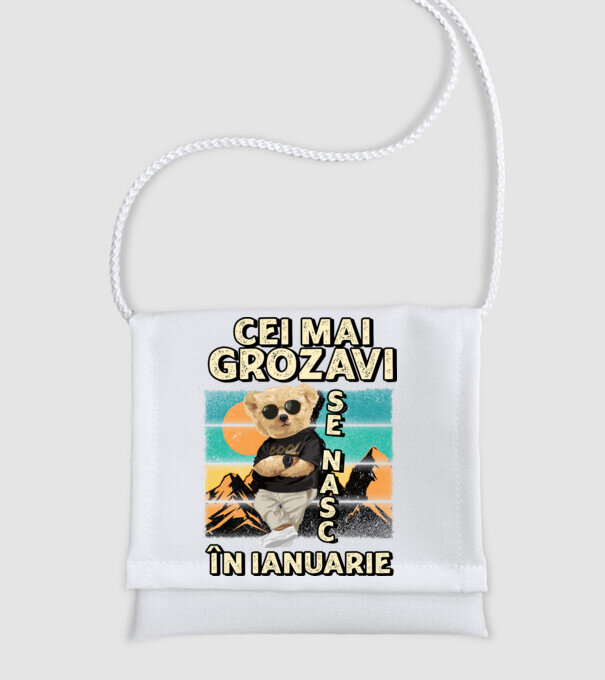 RETRO teddy IANUARIE model alb pe tricou