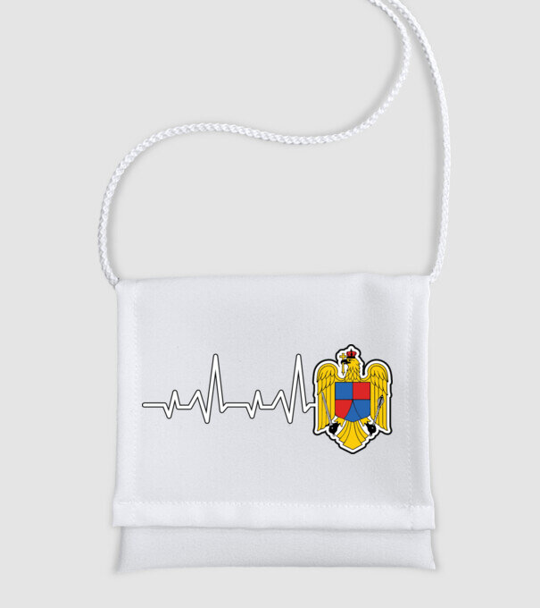 ROMANIA heartbeat model alb pe tricou