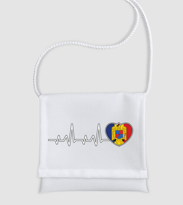 ROMANIA heartbeat model alb pe tricou