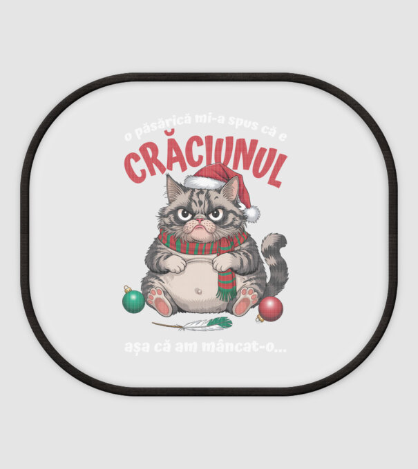 Am mâncat pasărea Crăciun pisică Negru model alb pe tricou