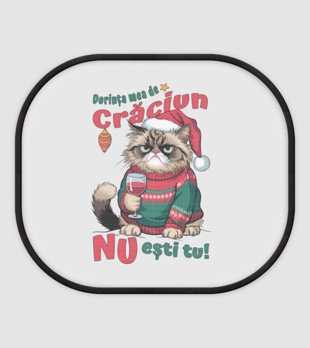 Dorința mea de Crăciun nu ești tu! pisică model alb pe tricou