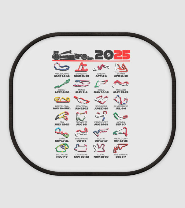 F1 calendar 2025 Alb model alb pe tricou