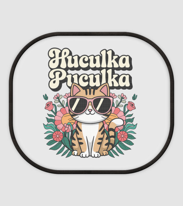 Huculka Puculka pisică 3 model alb pe tricou