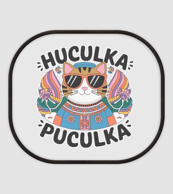 Huculka Puculka pisică 3 model alb pe tricou