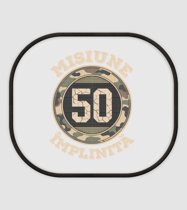 Misiune împlinită 50 model alb pe tricou