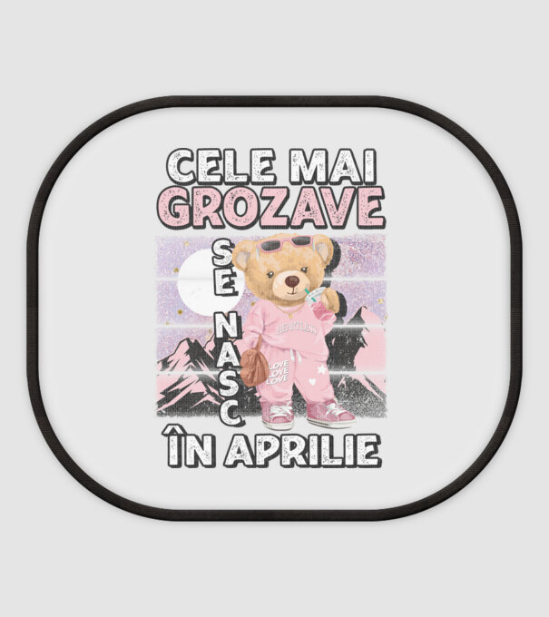 RETRO teddy fetişcană APRILIE model alb pe tricou