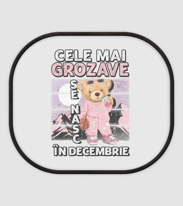 RETRO teddy fetişcană DECEMBRIE model alb pe tricou