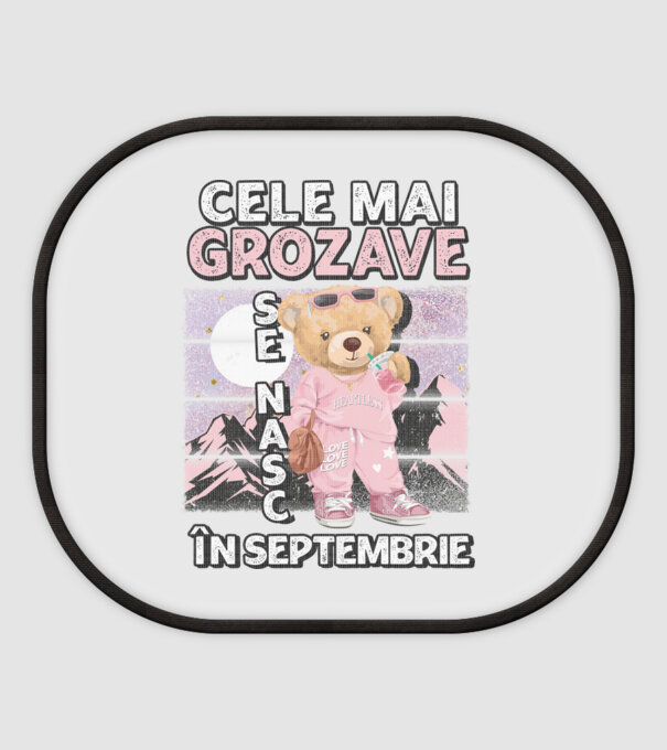 RETRO teddy fetişcană SEPTEMBRIE model alb pe tricou