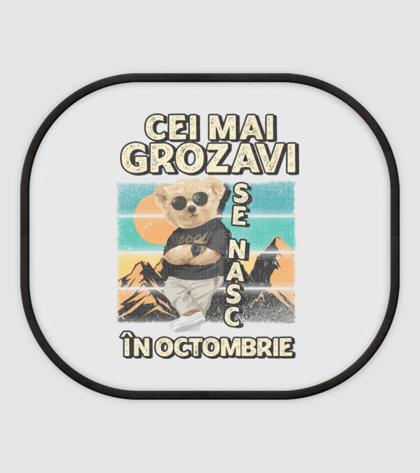 RETRO teddy OCTOMBRIE model alb pe tricou