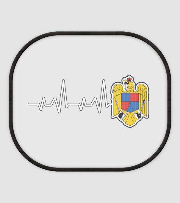 ROMANIA heartbeat model alb pe tricou