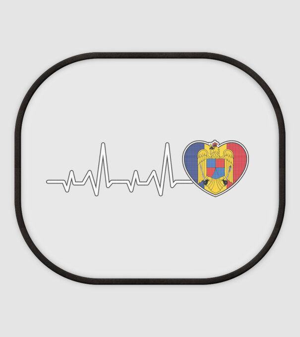 ROMANIA heartbeat model alb pe tricou