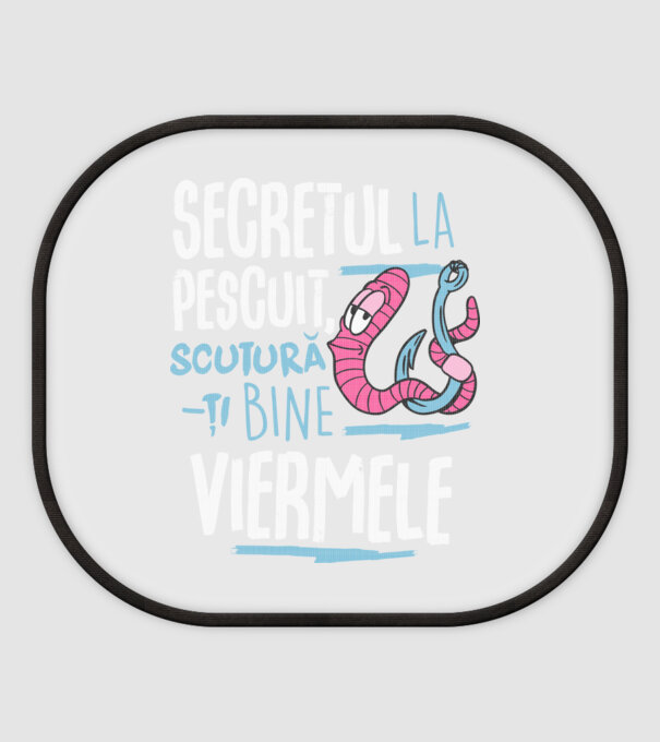 Secretul la pescuit scutură-ți bine viermele model alb pe tricou