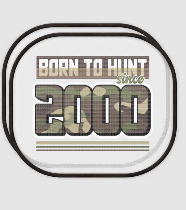 Born to hunt since 2000 model alb pe tricou