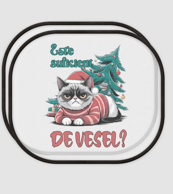 Este suficient de vesel? pisică Crăciun model alb pe tricou