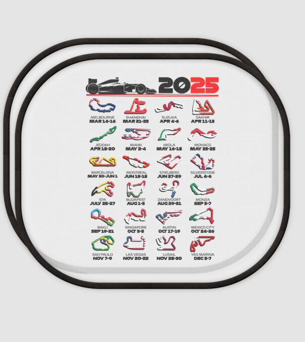 F1 calendar 2025 Alb model alb pe tricou