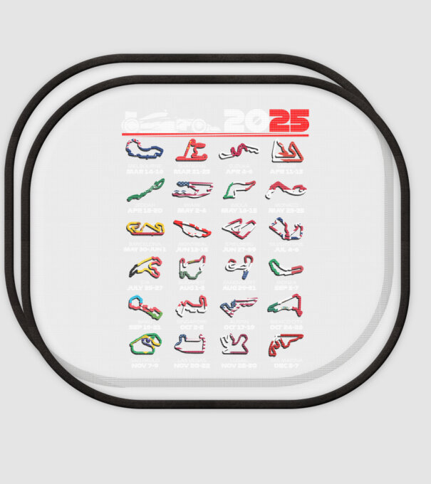 F1 calendar 2025 Negru model alb pe tricou