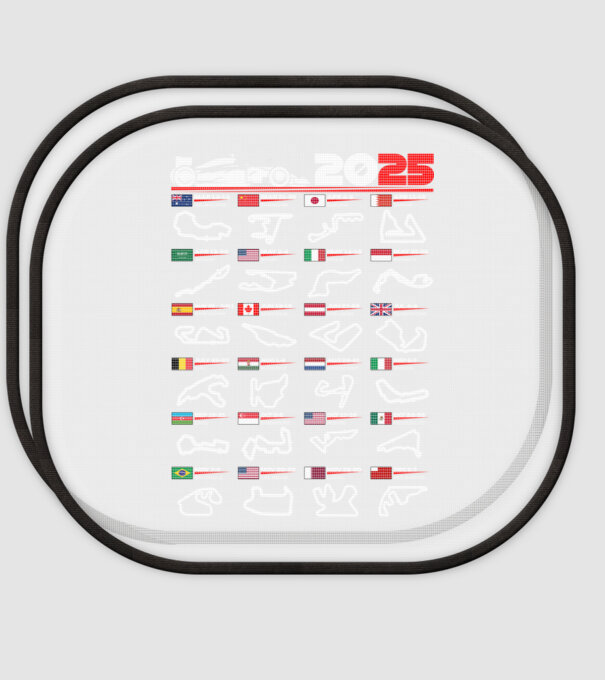 F1 calendar 2025 negru model alb pe tricou