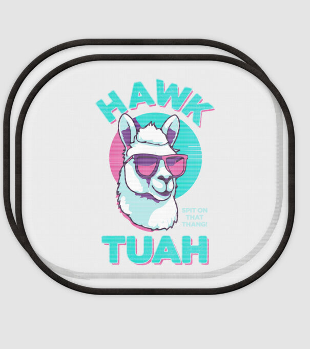 Hawk tuah llama retro sunglasses model alb pe tricou