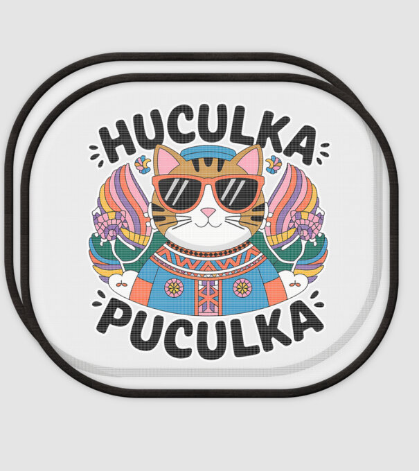 Huculka Puculka pisică 3 model alb pe tricou