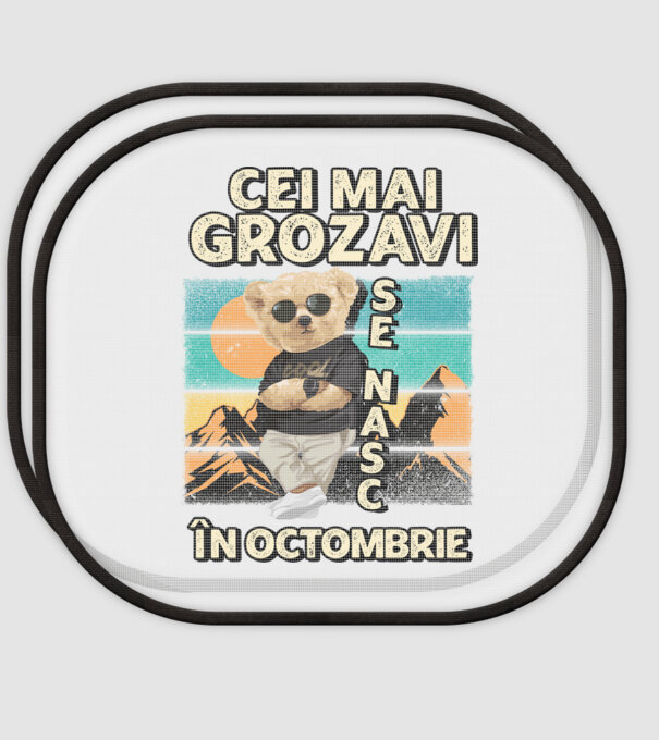 RETRO teddy OCTOMBRIE model alb pe tricou