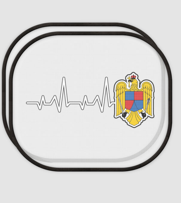 ROMANIA heartbeat model alb pe tricou