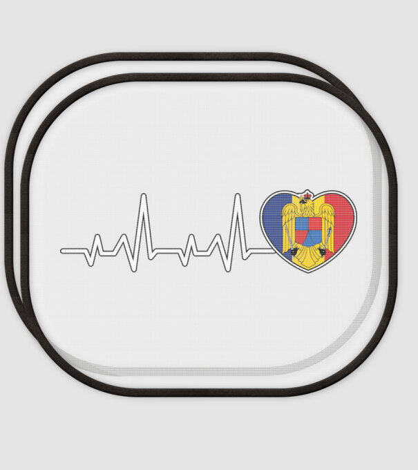 ROMANIA heartbeat model alb pe tricou