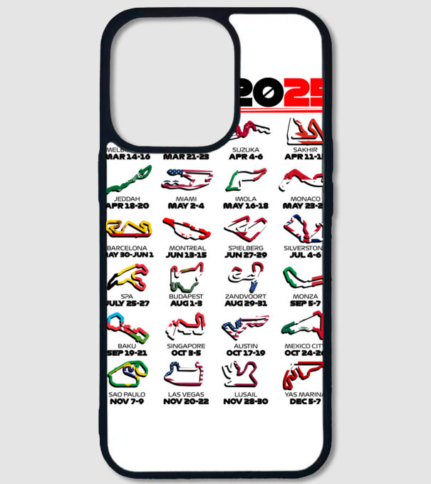 F1 calendar 2025 Alb model alb pe tricou
