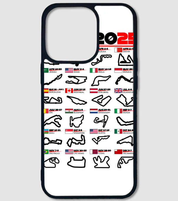 F1 calendar 2025 model alb pe tricou