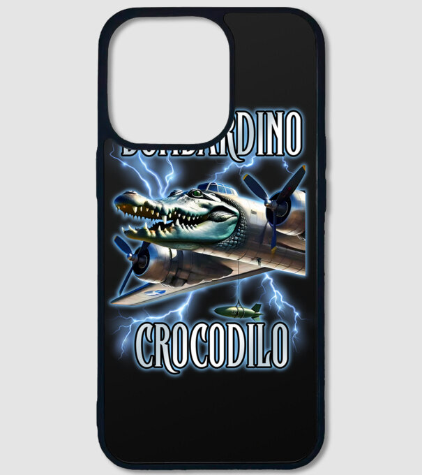 Bombardino Crocodilo model negru pe tricou