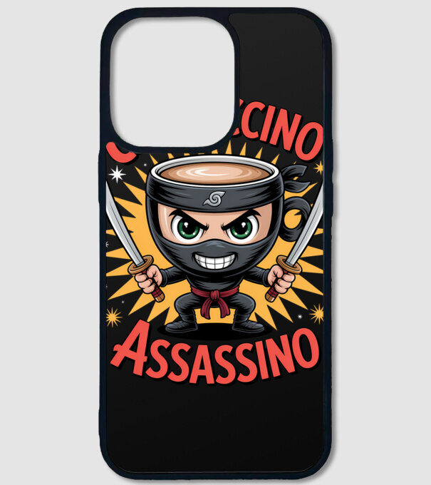 Cappuccino Assasino model negru pe tricou