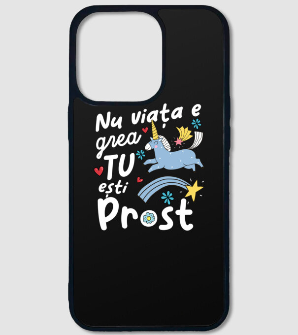 Nu viața e grea, tu ești prost model negru pe tricou