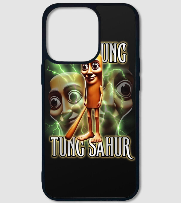 Tung Tung Tung Sahur model negru pe tricou