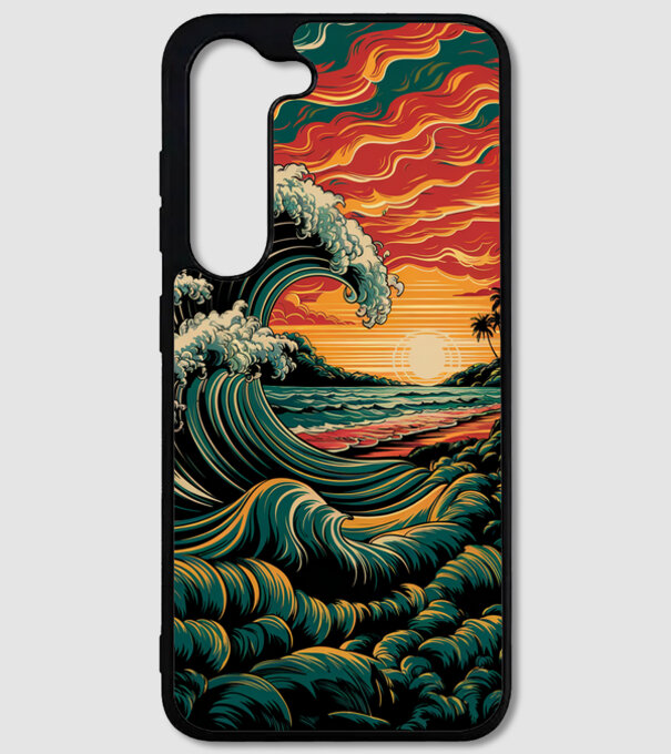Asian waves paint model alb pe tricou