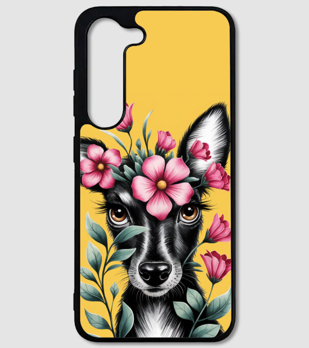 Floral deer model alb pe tricou