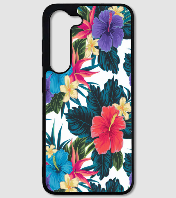 Flori hawaii model alb pe tricou