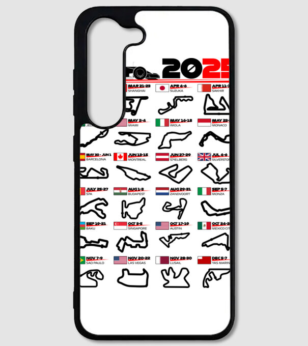 F1 calendar 2025 model alb pe tricou