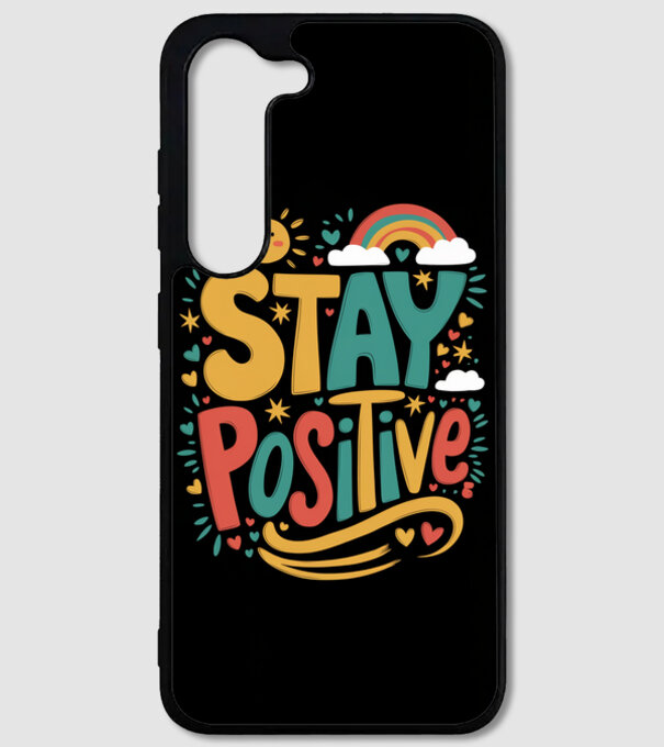 Stay positive model alb pe tricou