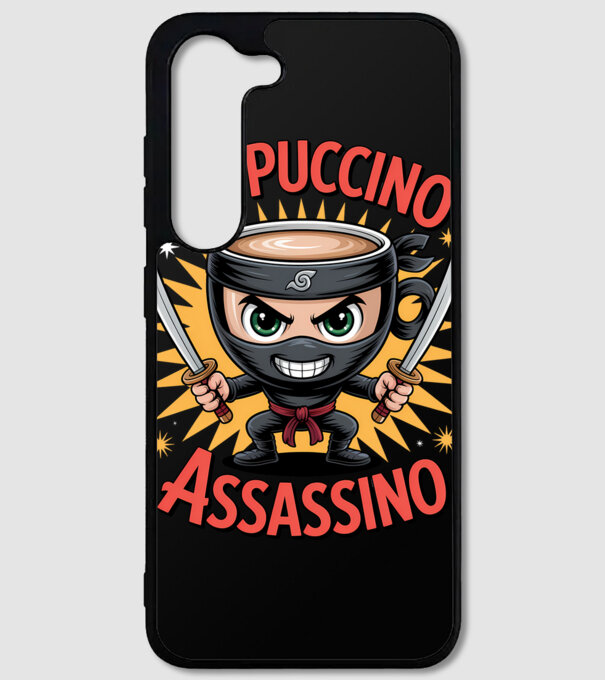 Cappuccino Assasino model negru pe tricou