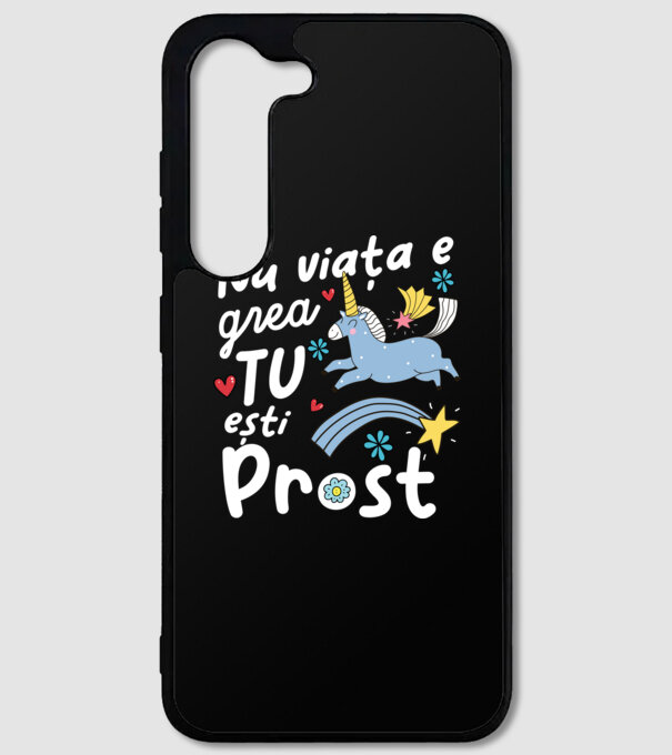 Nu viața e grea, tu ești prost model negru pe tricou