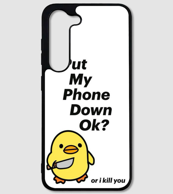 put my phone down chicken model negru pe tricou