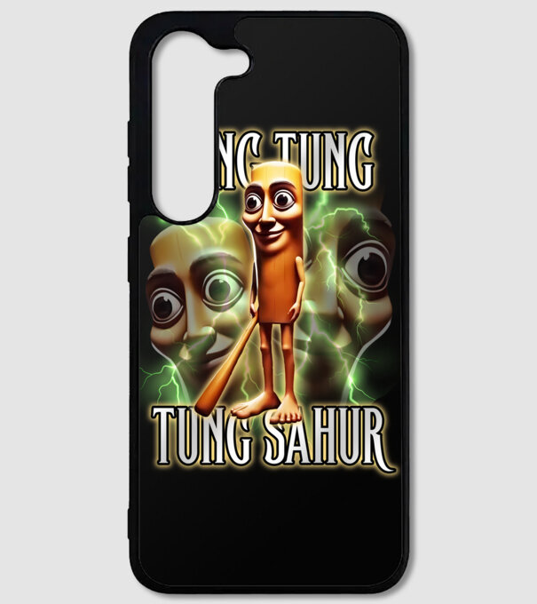 Tung Tung Tung Sahur model negru pe tricou