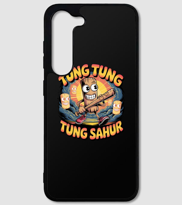 Tung Tung Tung Sahur Retro model negru pe tricou